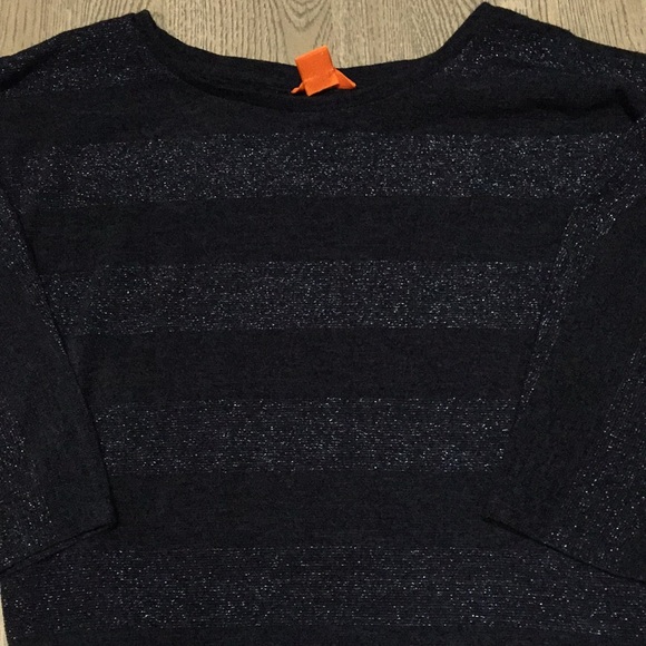 Navy Striped Dolman Oversized cropped sweater SM - Picture 9 of 9